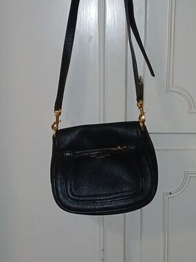 Marc Jacobs Black Pebbled Leather Crossbody with Gold Hardware